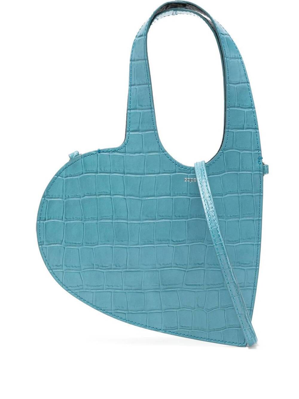 NEW COPERNI croc-embossed top handle bag in medium blue